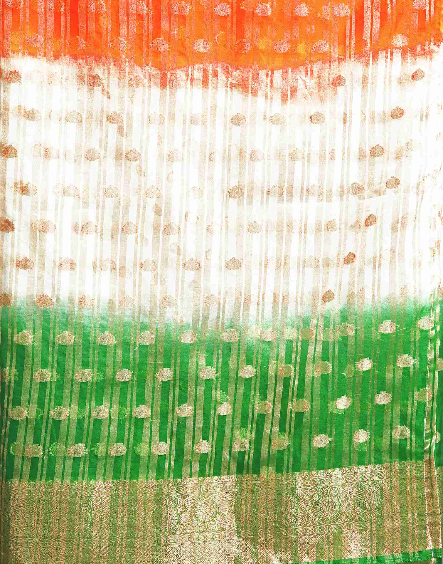 Tricolor Organza Plain Woven Tiranga Saree