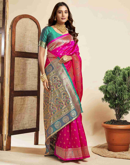 Magenta Silk Woven Paithani Saree