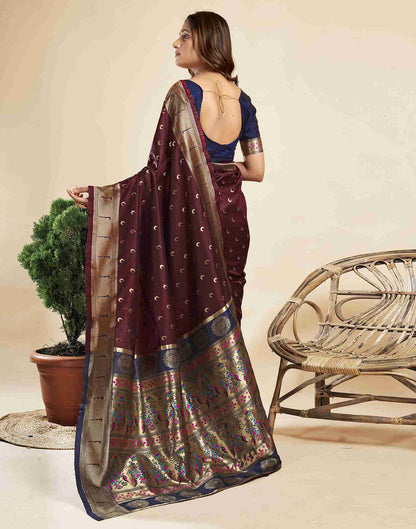 Dark Maroon Silk Woven Paithani Saree