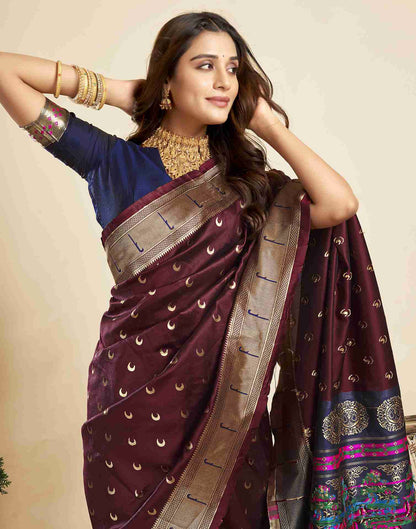 Dark Maroon Silk Woven Paithani Saree