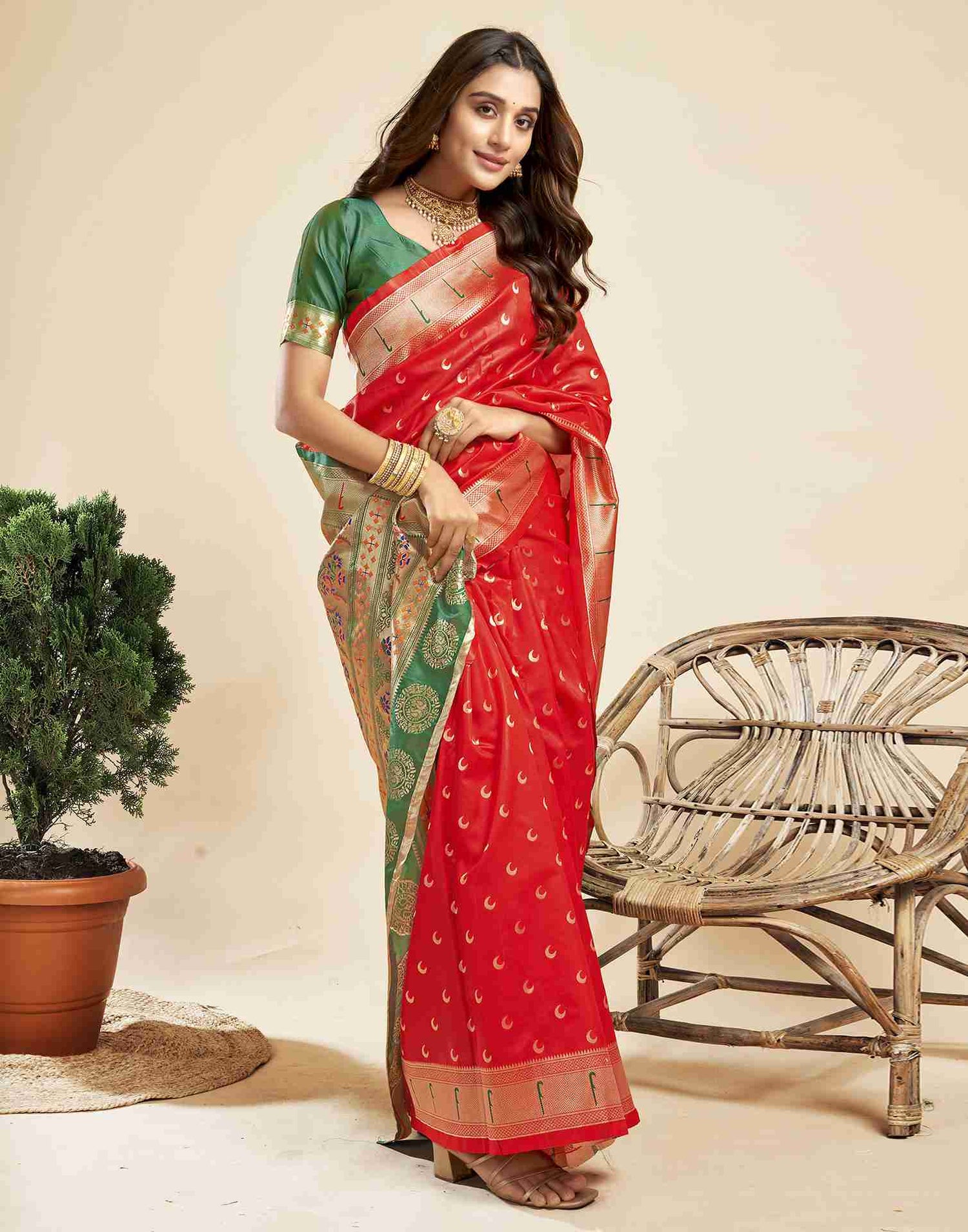 Red Silk Woven Paithani Saree