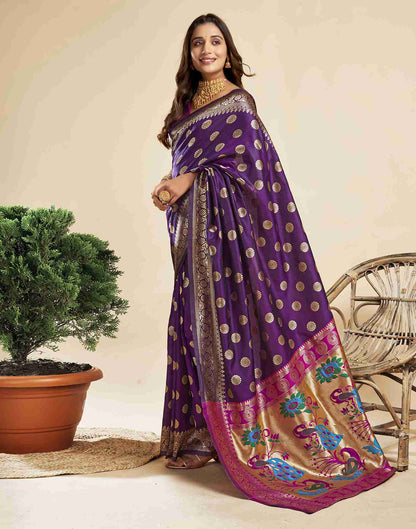 Dark Purple Silk Woven Paithani Saree