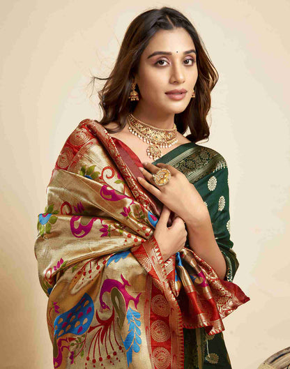 Dark Green Silk Woven Paithani Saree