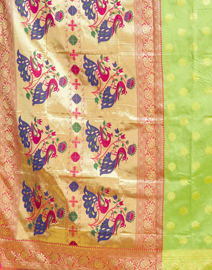 Lime Green Silk Woven Paithani Saree