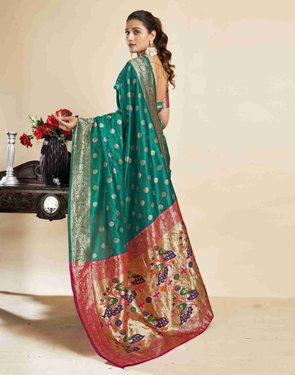 Teal Green Silk Woven Paithani Saree