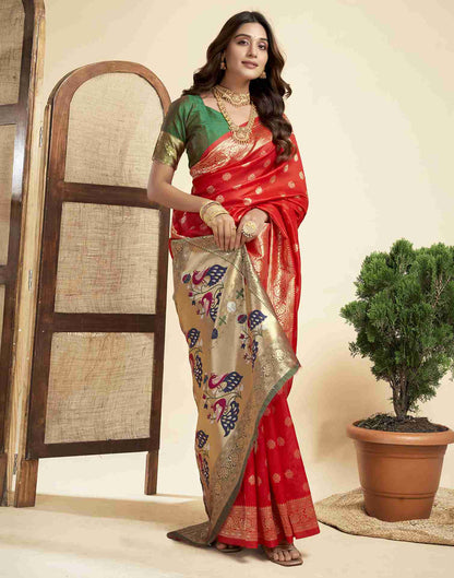 Red Silk Woven Paithani Saree