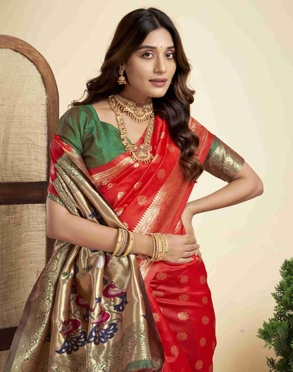 Red Silk Woven Paithani Saree