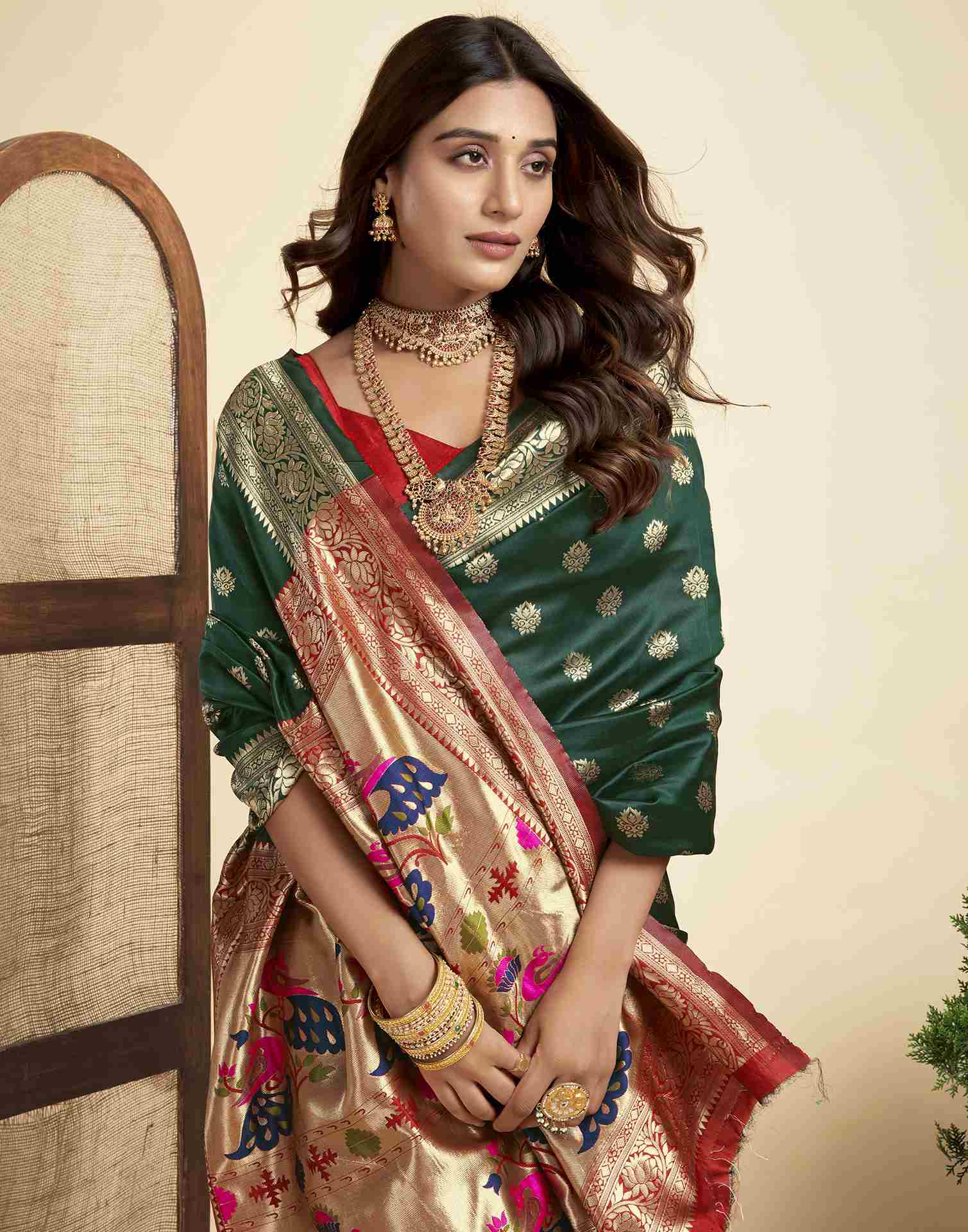 Dark Green Silk Woven Paithani Saree