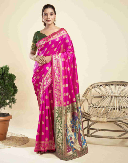 Magenta Silk Woven Paithani Saree