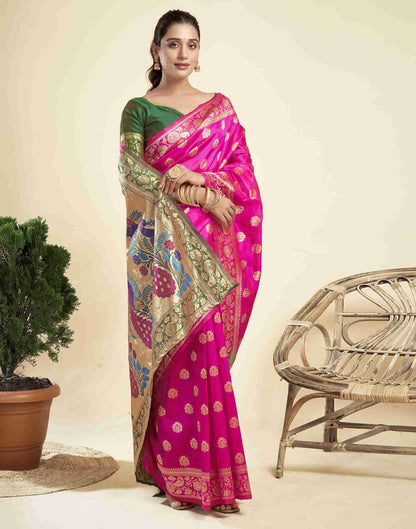 Magenta Silk Woven Paithani Saree