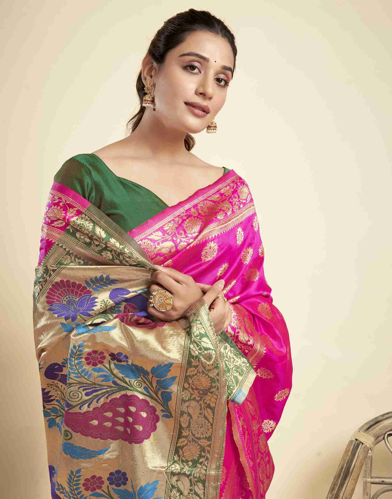 Magenta Silk Woven Paithani Saree