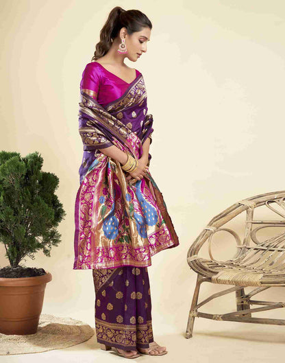 Dark Purple Silk Woven Paithani Saree