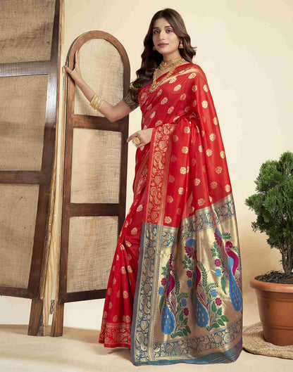 Red Silk Woven Paithani Saree