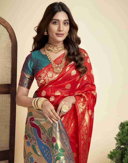 Red Silk Woven Paithani Saree