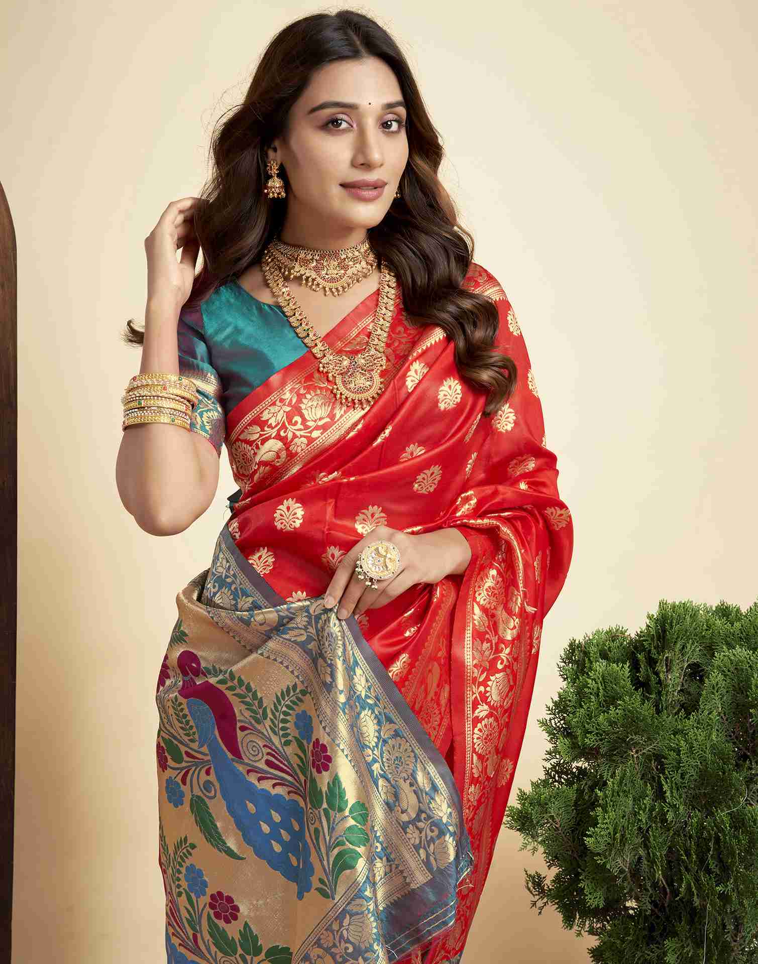 Red Silk Woven Paithani Saree