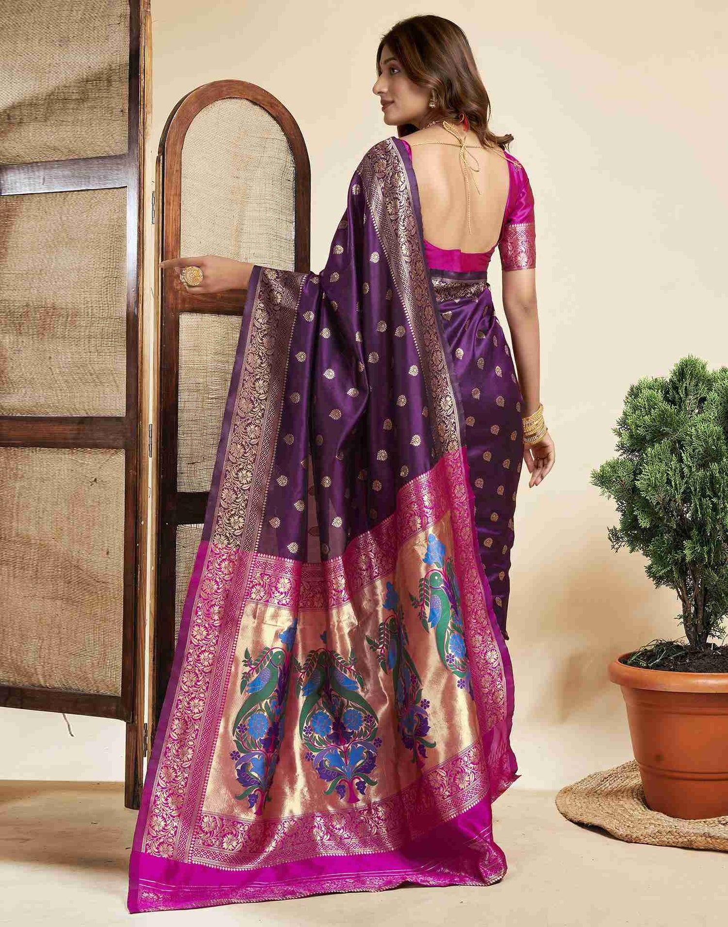 Dark Purple Silk Woven Paithani Saree