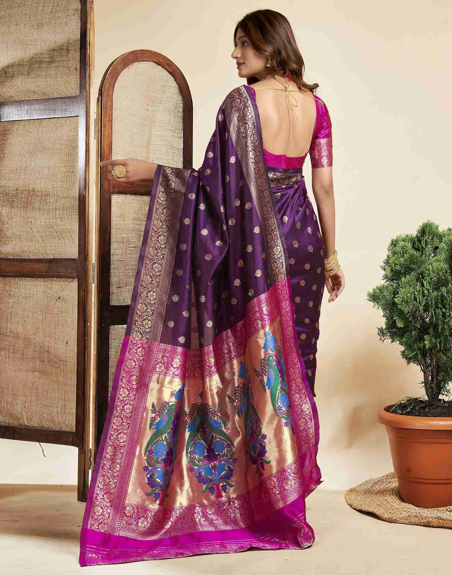 Dark Purple Silk Woven Paithani Saree