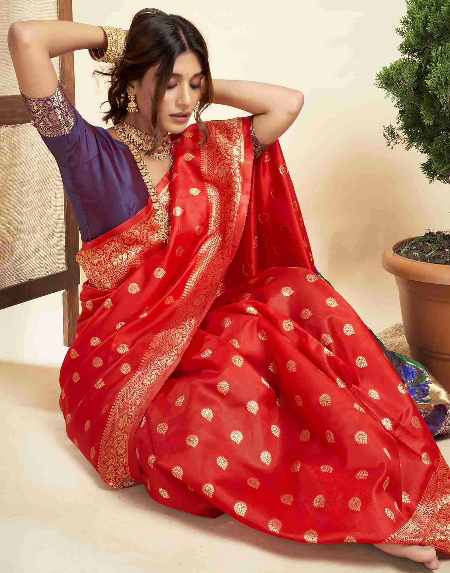 Red Silk Woven Paithani Saree