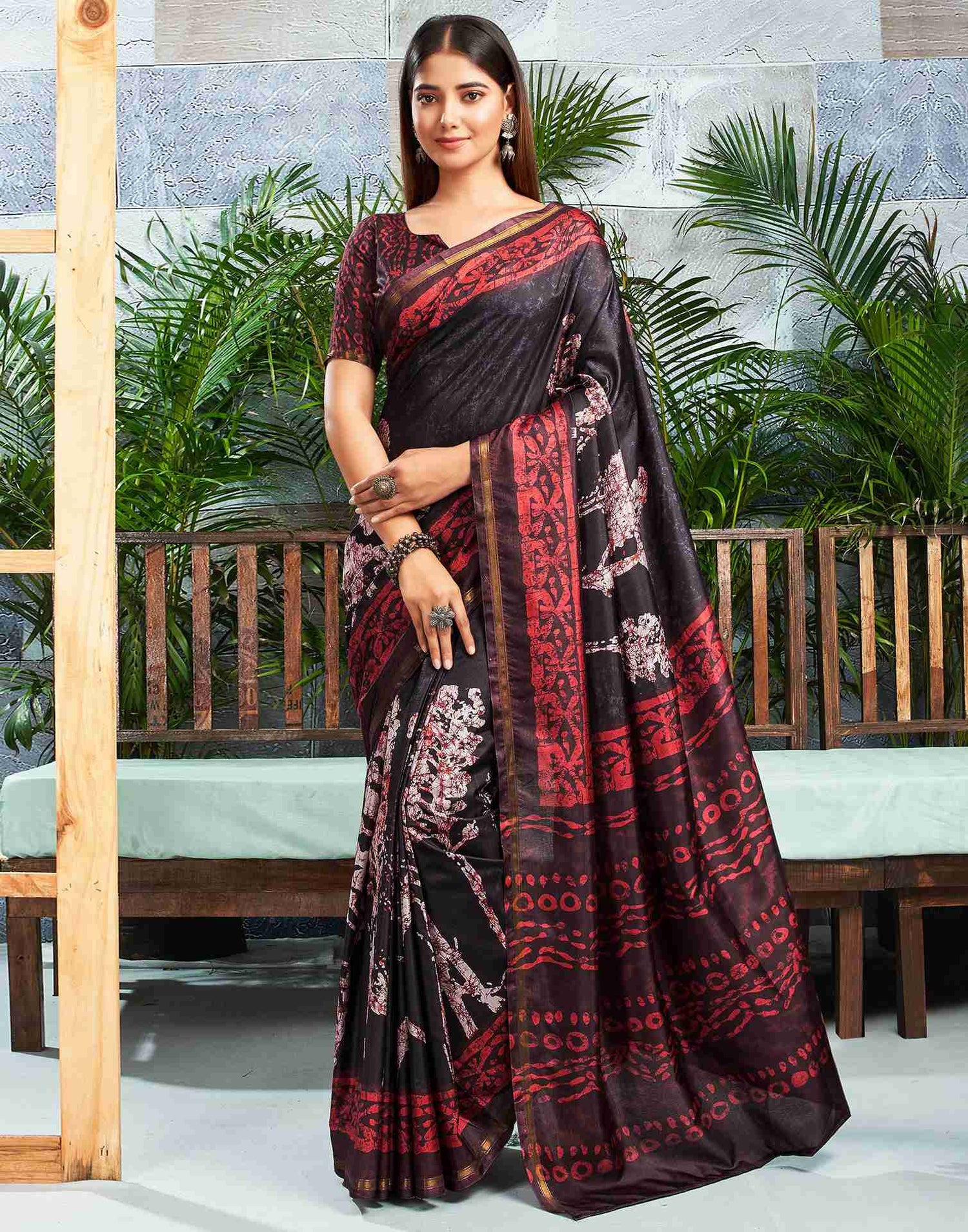 Black Silk Printed Saree