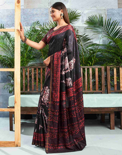 Black Silk Printed Saree