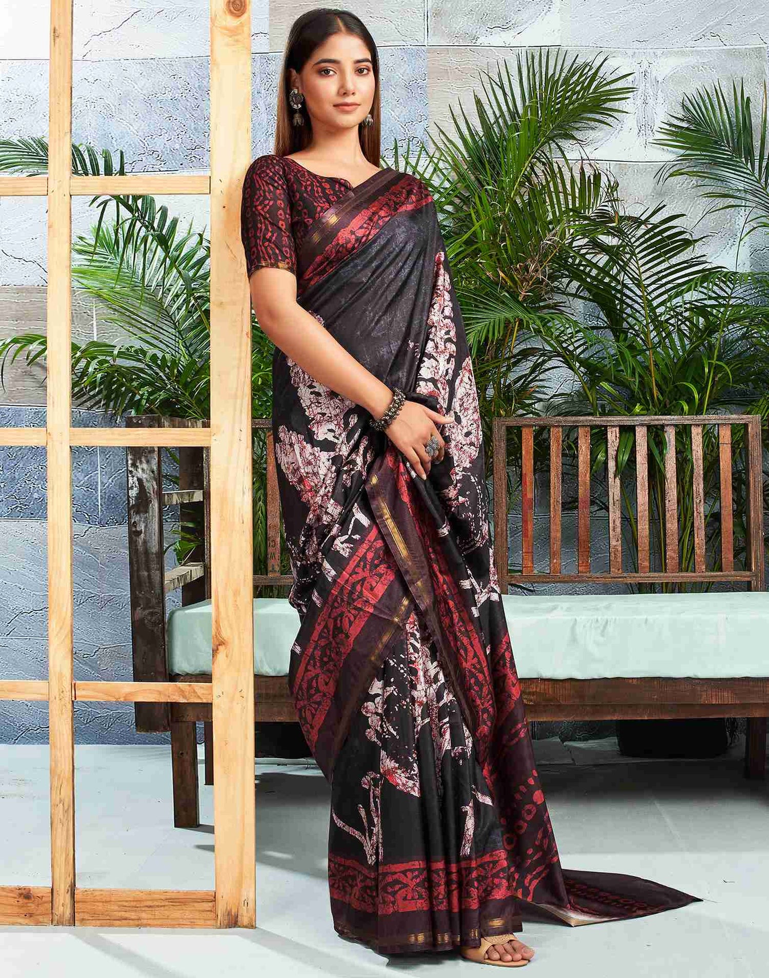 Black Silk Printed Saree