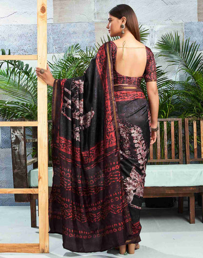 Black Silk Printed Saree