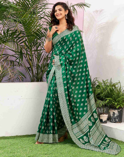 Green Silk Printed Saree