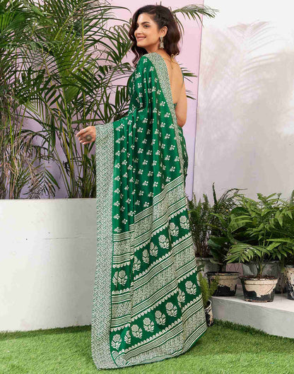 Green Silk Printed Saree