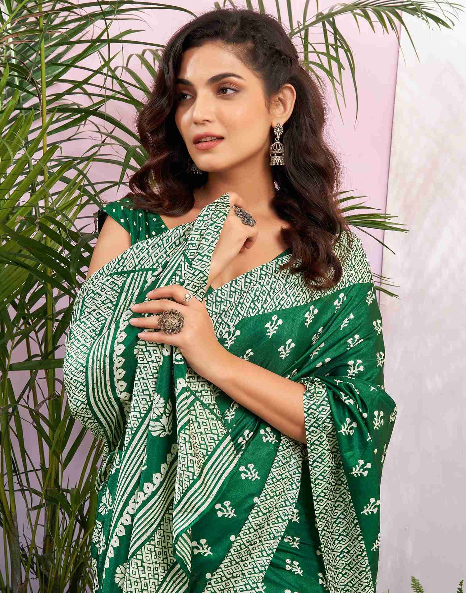 Green Silk Printed Saree