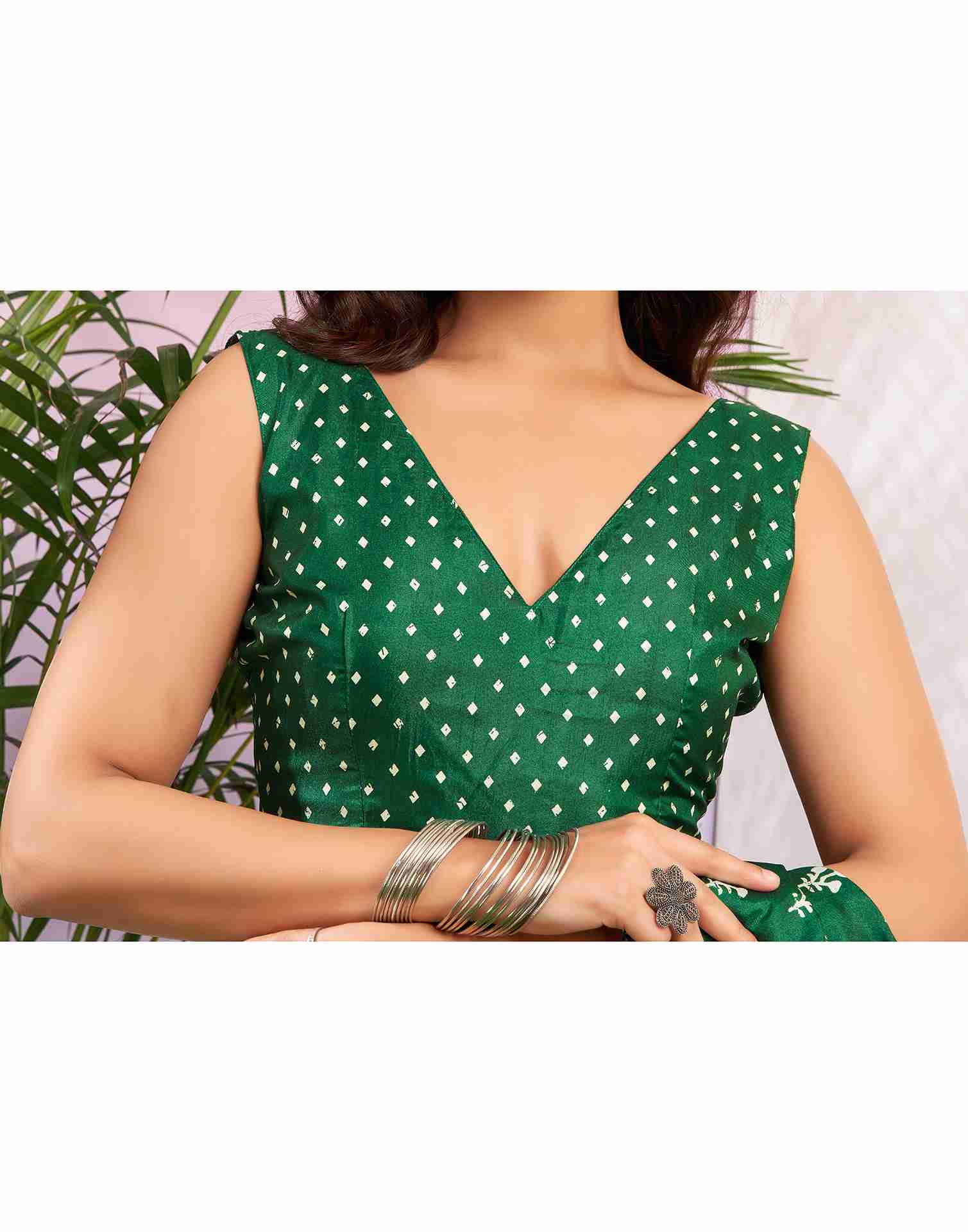 Green Silk Printed Saree