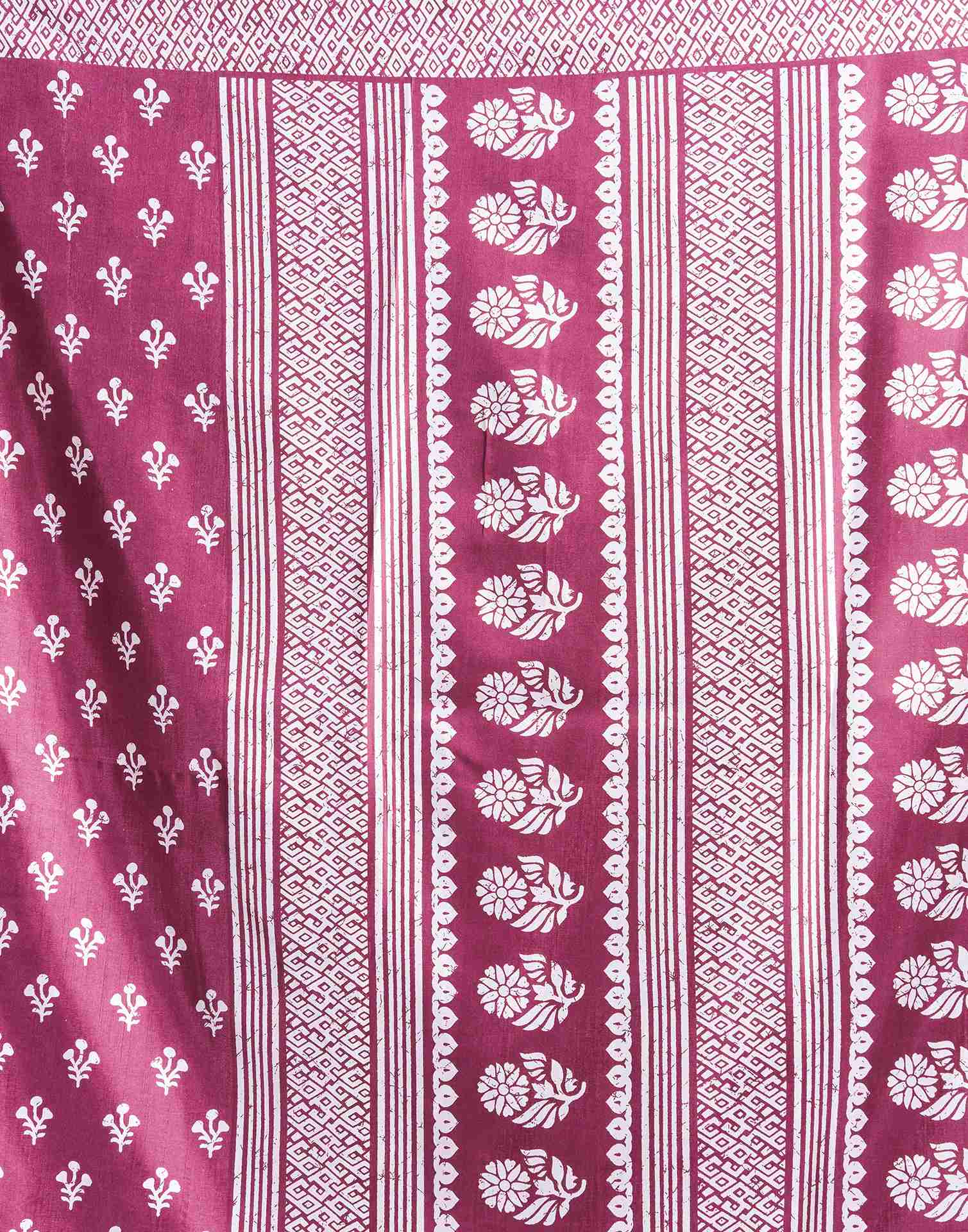 Rouge Pink Silk Printed Saree