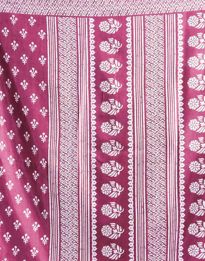 Rouge Pink Silk Printed Saree