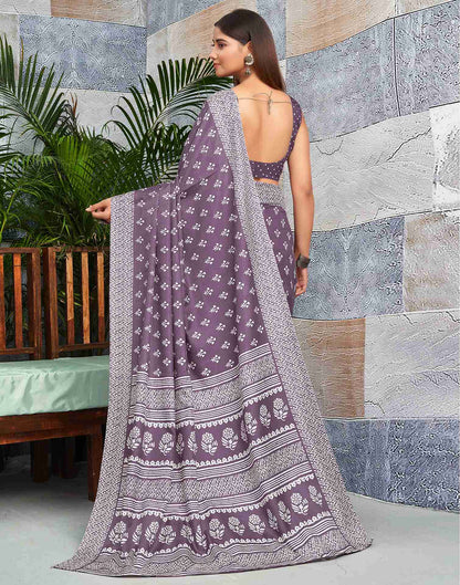 Mauve Silk Printed Saree