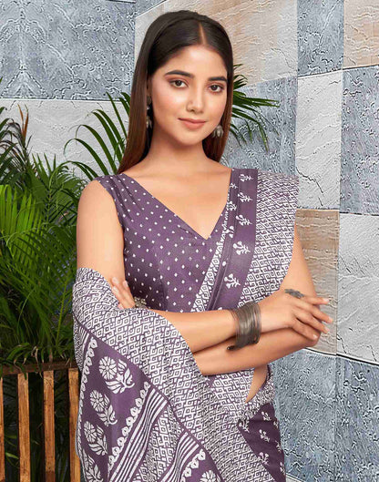 Mauve Silk Printed Saree