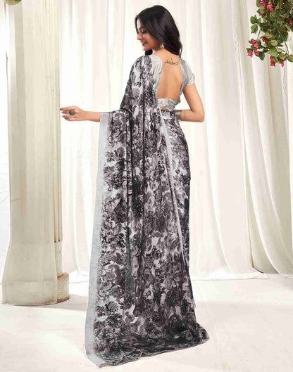 Grey Silk Printed Saree