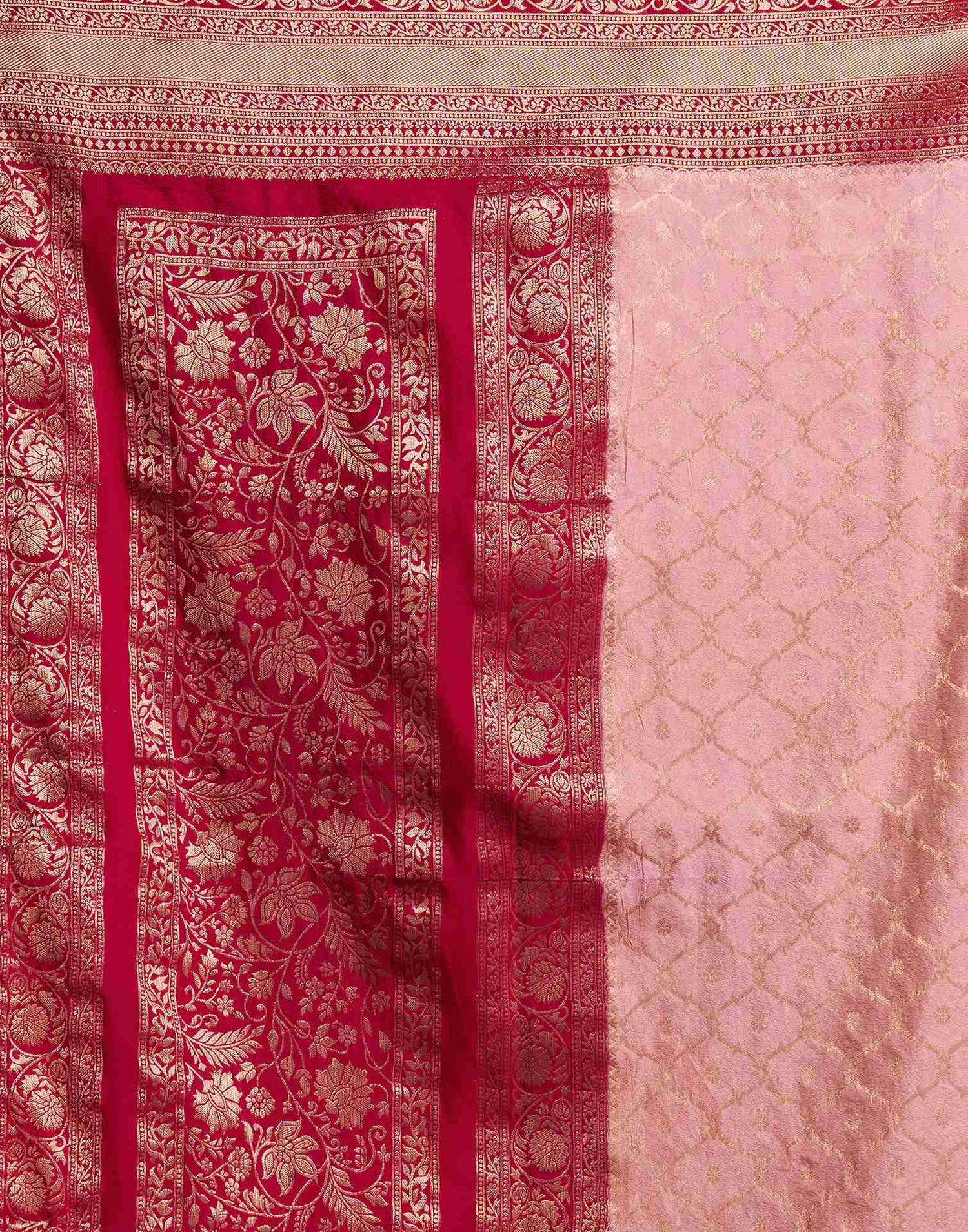 Light Rose Pink Georgette Woven Banarasi Saree