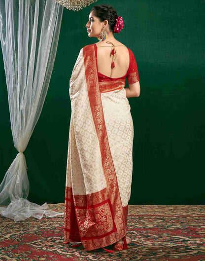 Cream Georgette Woven Banarasi Saree