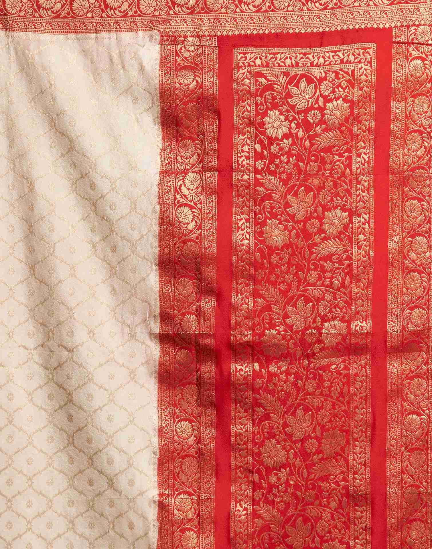 Cream Georgette Woven Banarasi Saree