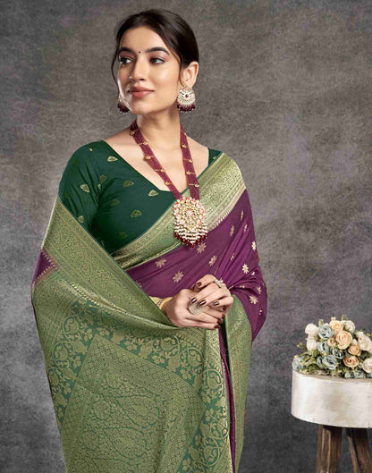 Wine Georgette Woven Banarasi Saree