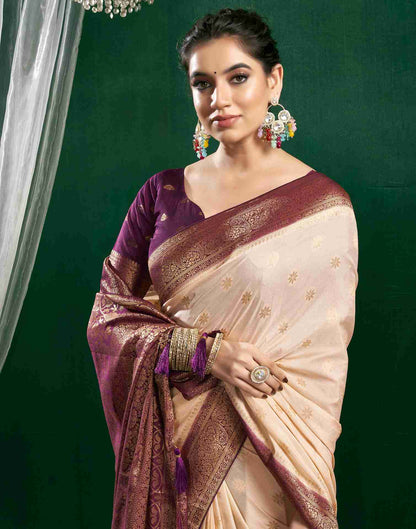 Cream Georgette Woven Banarasi Saree