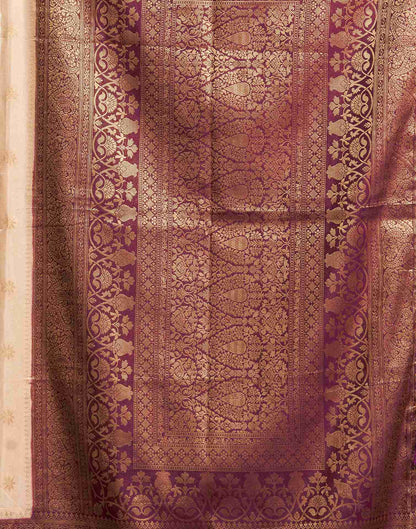 Cream Georgette Woven Banarasi Saree