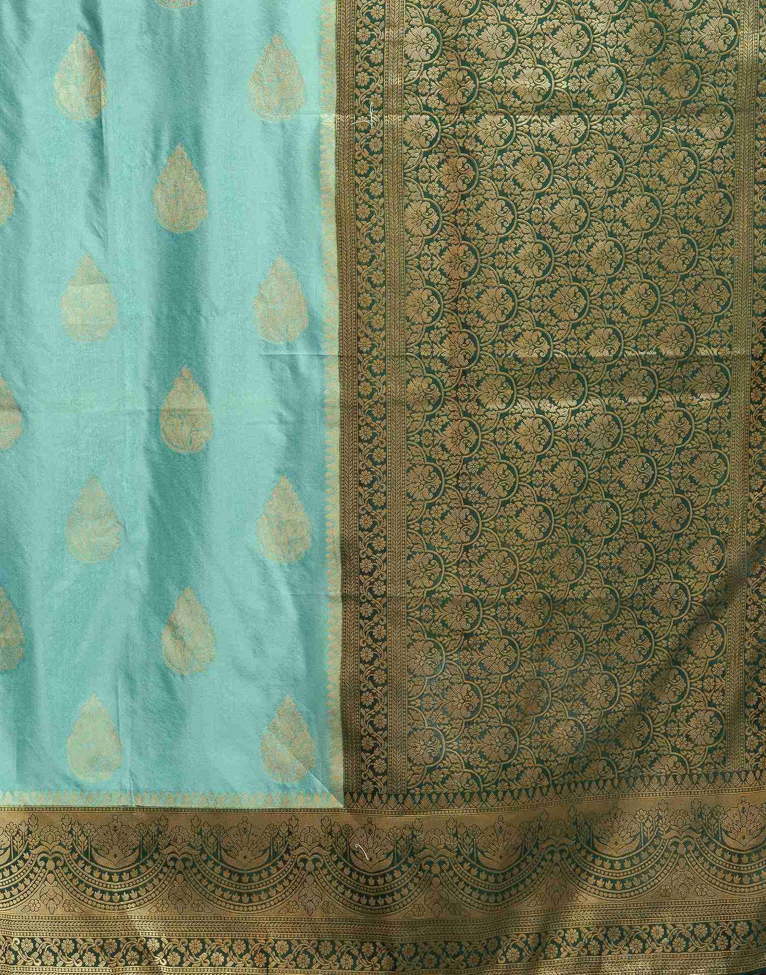 Turquoise Georgette Woven Banarasi Saree