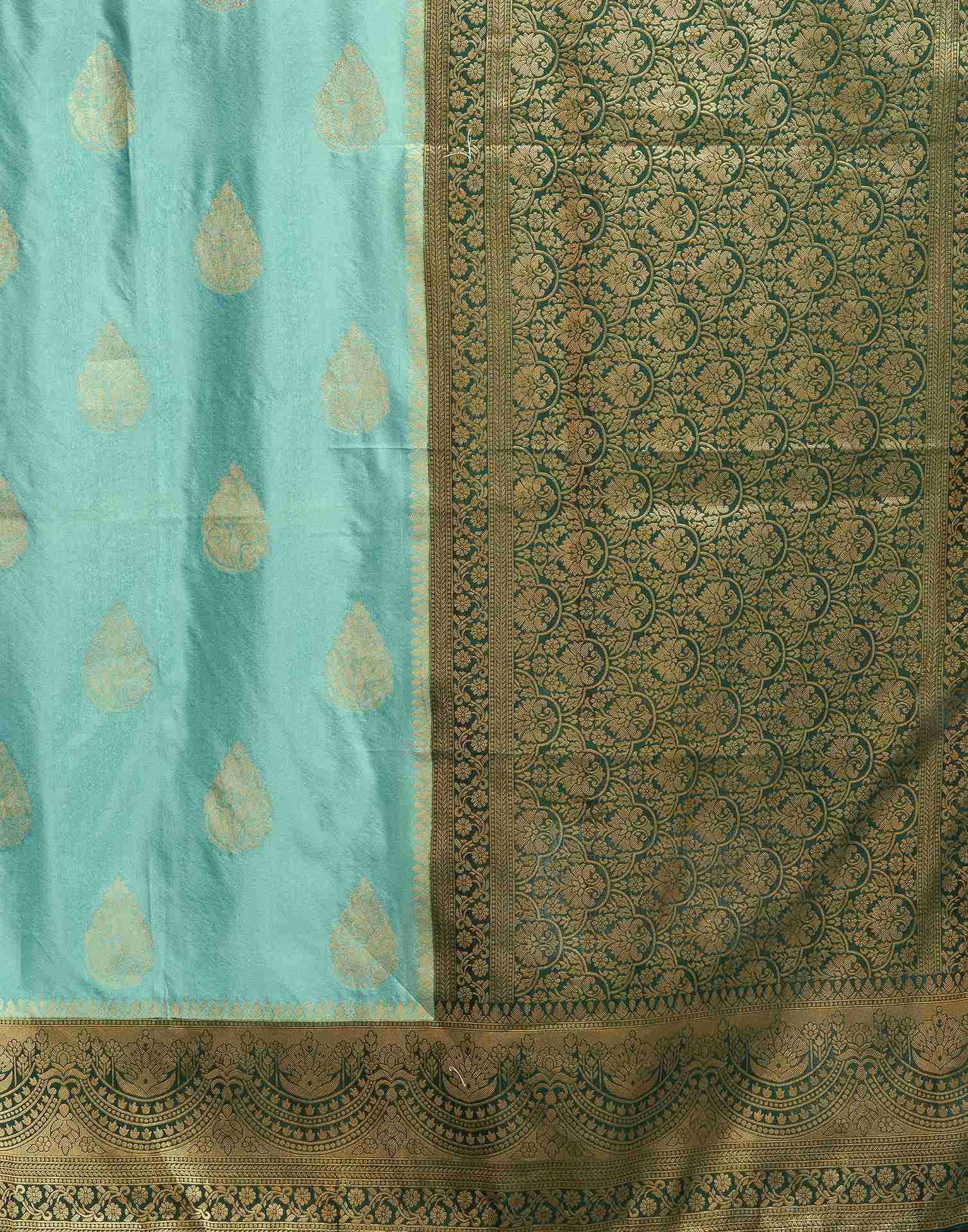 Turquoise Georgette Woven Banarasi Saree