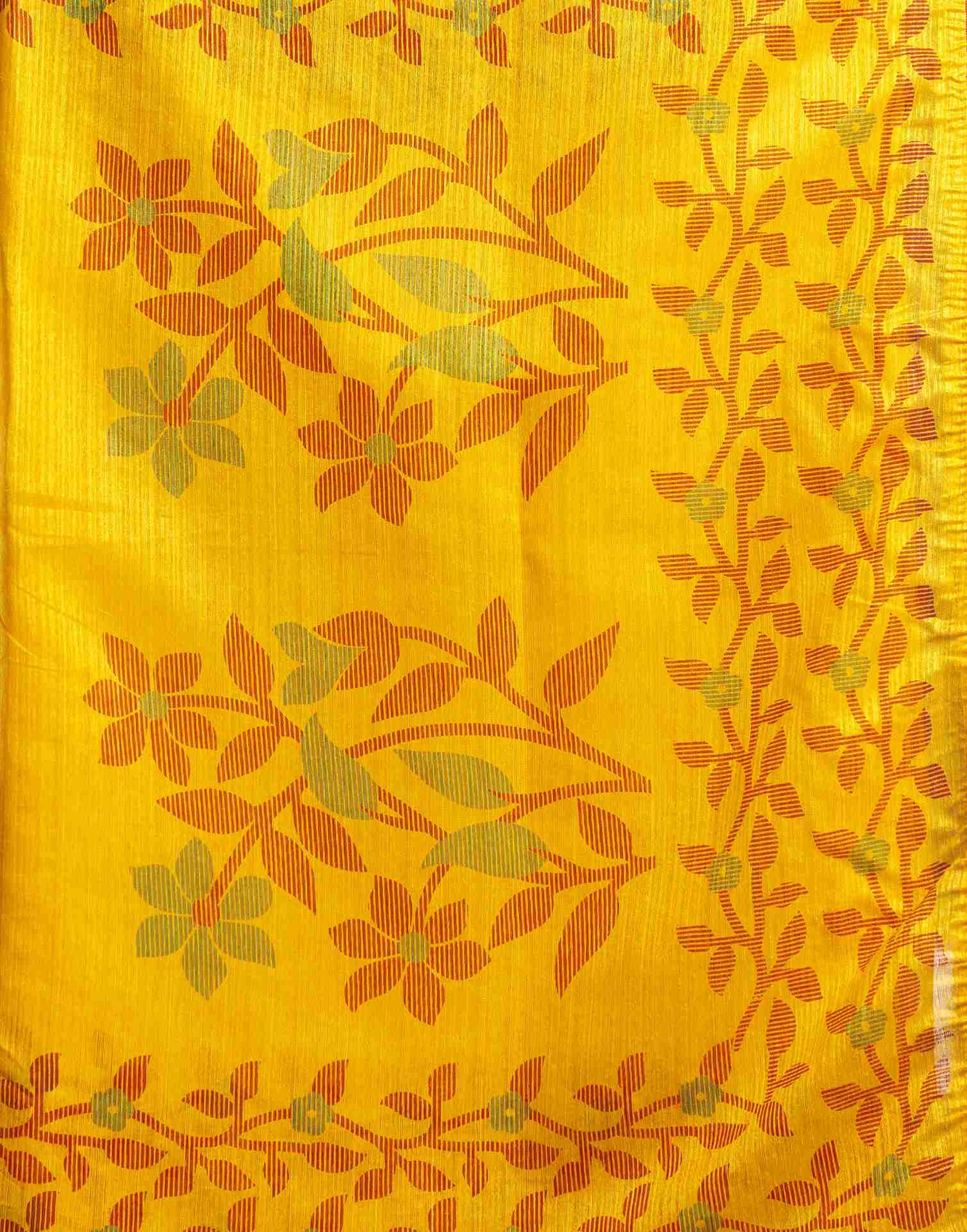 Turmeric Yellow Cotton Woven Printed Saree