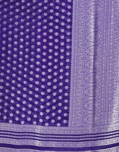 Violet Georgette Woven Foil Printed Saree