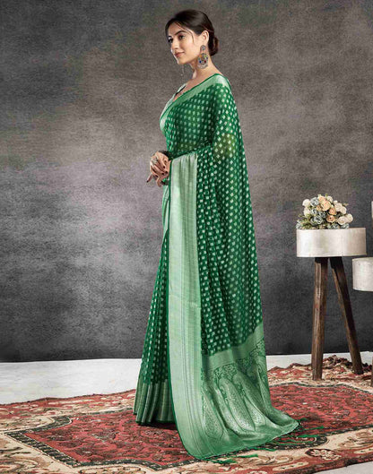 Green Georgette Woven Banarasi Saree