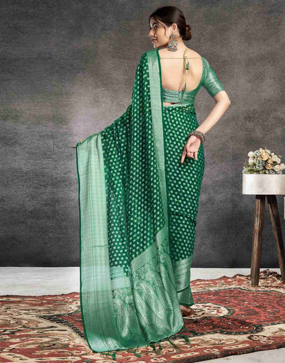 Green Georgette Woven Banarasi Saree