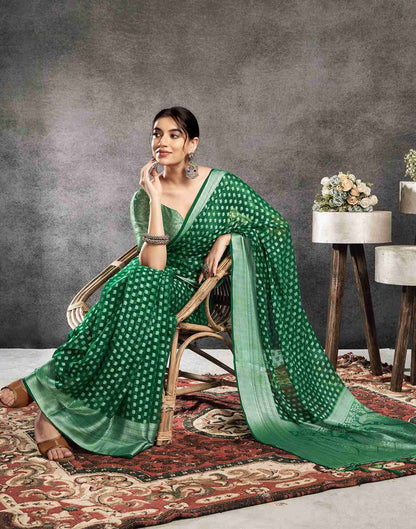 Green Georgette Woven Banarasi Saree