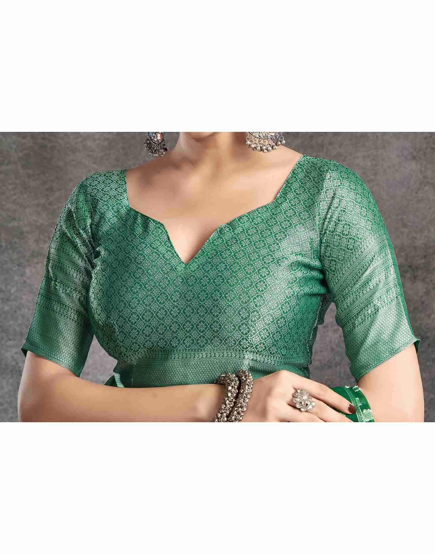 Green Georgette Woven Banarasi Saree