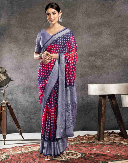 Navy Blue Georgette Woven Saree